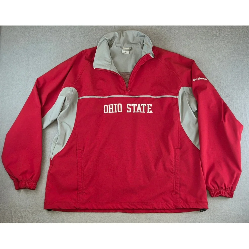 Columbia Ohio State Buckeyes Men's XL Quarter Zip Pullover Jacket Coat OSU NCAA